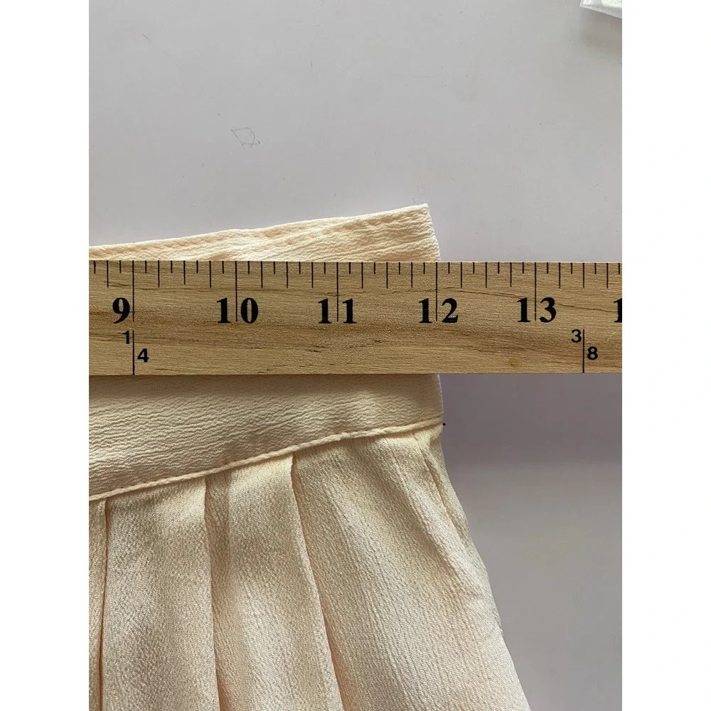 Leger Petite Vintage Peach Rayon Button Front Pleated Midi Skirt Pockets 8P